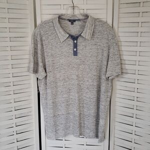 Vince Men's Gray Polo Shirt 100% Linen Size L
